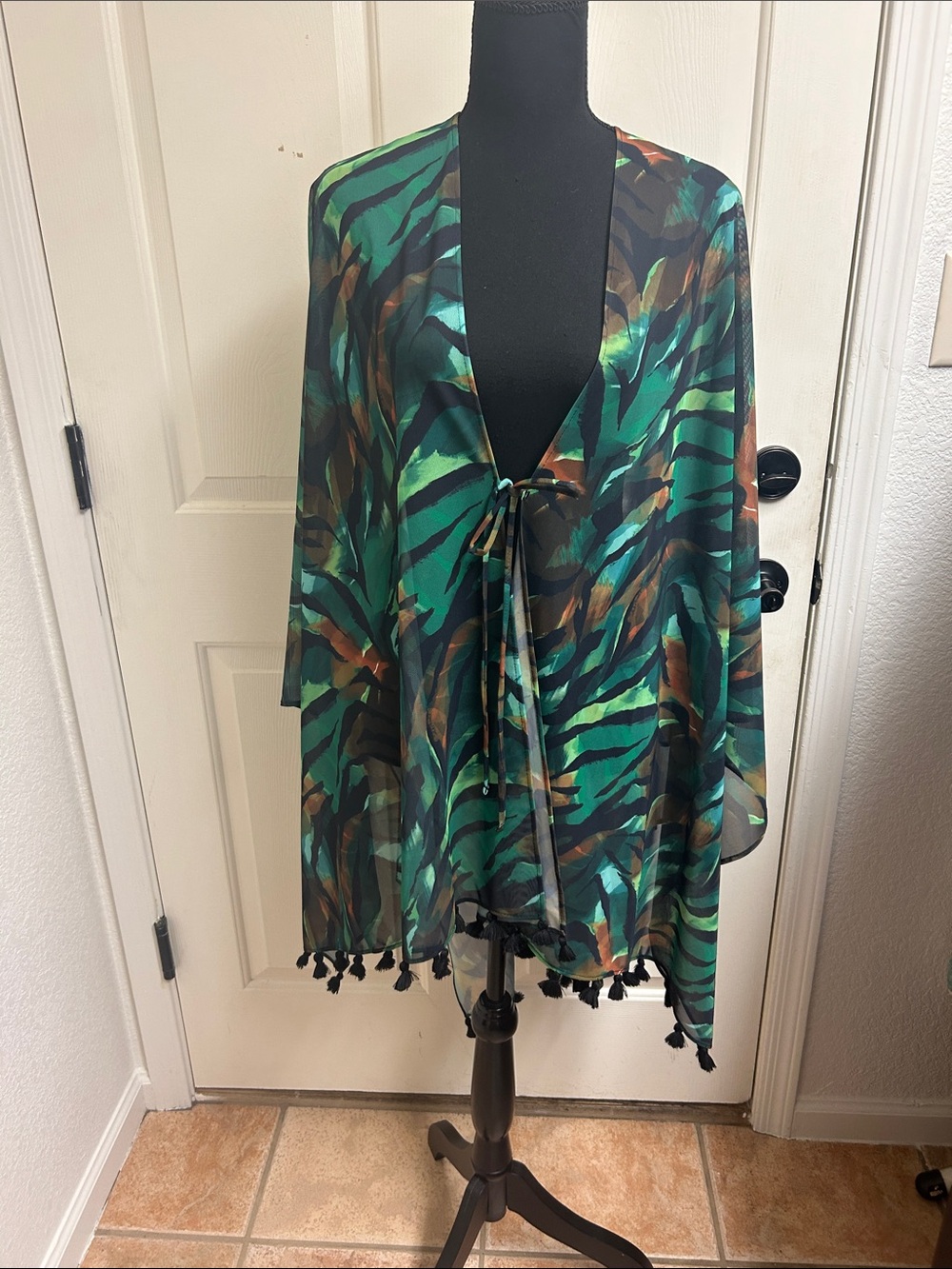 Belle Beach By Kim Gravel Tropi-Cool Key West Cover-Up, Green, Good, Black, M/L